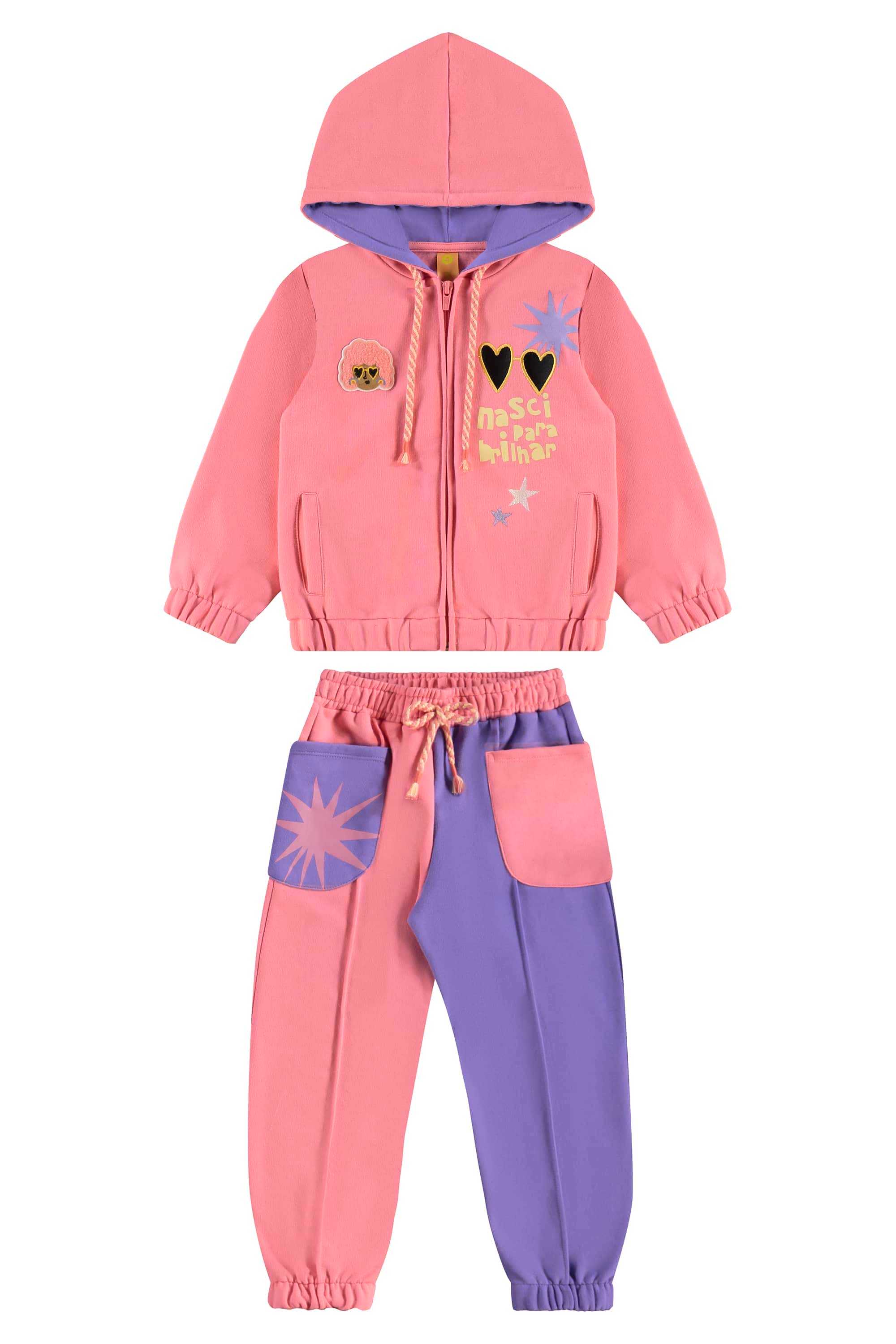 Conjunto Estrela Infantil com Jaqueta e Calça (Rosa) Três e Já - Imagem 34